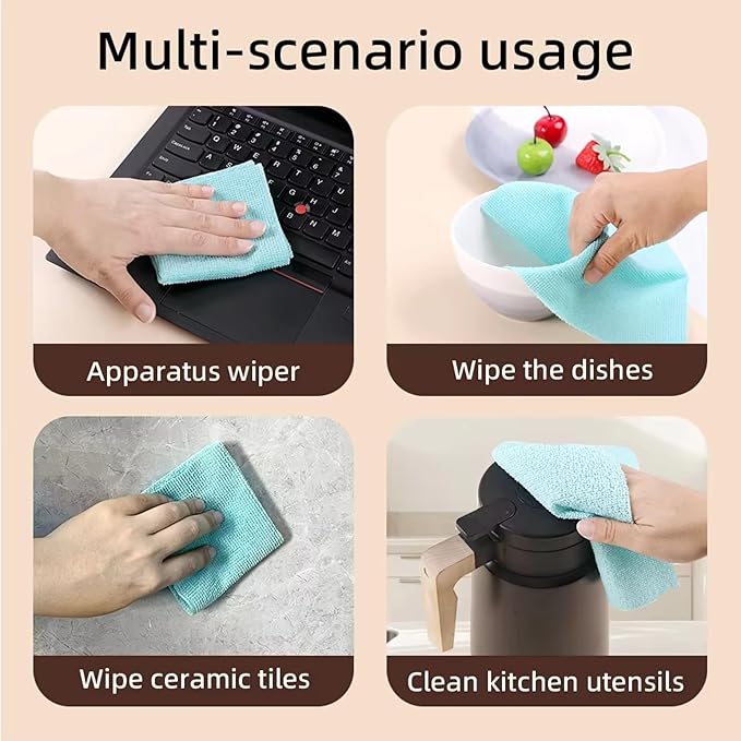 Microfiber Cleaning Towels | Lint-Free| Reusable Cleaning Rags for Home |Kitchen, Car | Ultra Absorbent Washable | Streak-Free Towels for Dishes, Glass, Counters (20- Pack) (Blue)