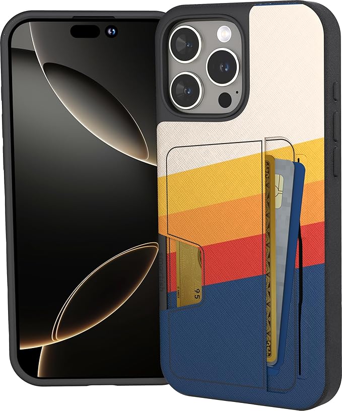 Smartish® iPhone 16 Pro Max Wallet Case - Wallet Slayer Vol 2 [Slim + Protective] Credit Card Holder w/Kickstand - Drop Tested Hidden Card Slot Cover for Apple iPhone 16 Pro Max - Striped Up