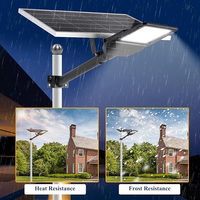 8000W Solar Street Lights Outdoor - 6500K Solar Lights Outdoor Waterproof Dusk to Dawn, High Brightness Street Light Solar Powered with Remote Control for Yard, Parking lot and Garage