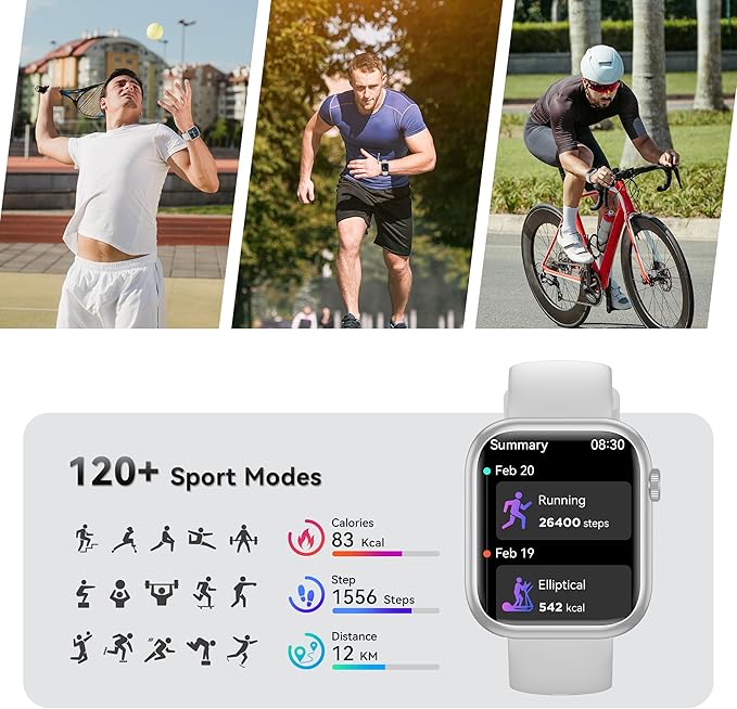 Smart Watch for Men Women(Answer/Make Call), 1.83" Fitness Watch with Heart Rate/Blood Pressure/Blood Oxygen, Pedometer, Sleep Tracker,120+ Sport Modes, IP68 Waterproof Fitness Tracker for Android iOS