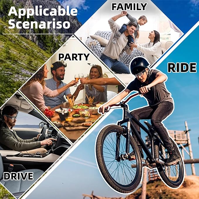 Camera Glasses HD 1080P Video Glasses Smart Glasses Outdoor Sport Action Glasses Camera for Cycling, Driving, Hunting, Hiking, Fishing