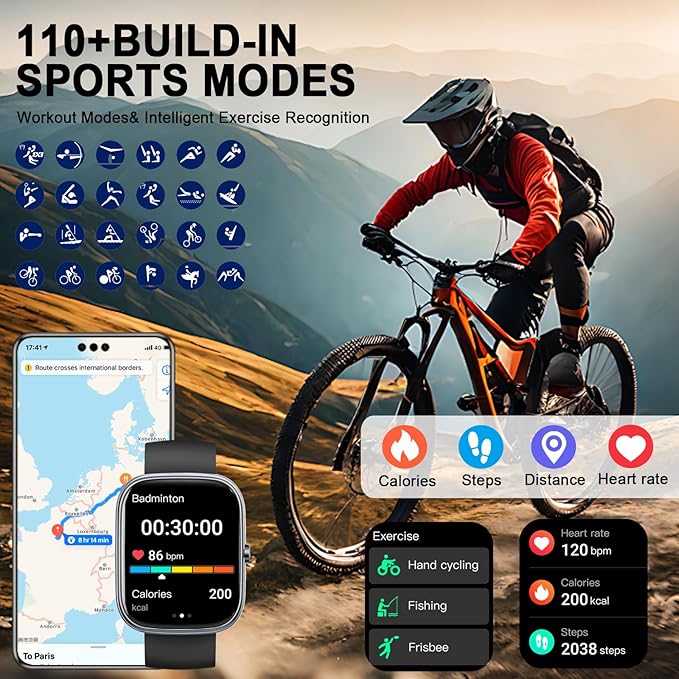 Smart Watch (Answer/Make Calls), 1.91"HD Smartwatch for Men Women Heart Rate/Sleep Monitor/Pedometer, 2026 New Fitness Watch with 113+ Sport Modes, Activity Tracker IP68 Waterproof for Android iOS