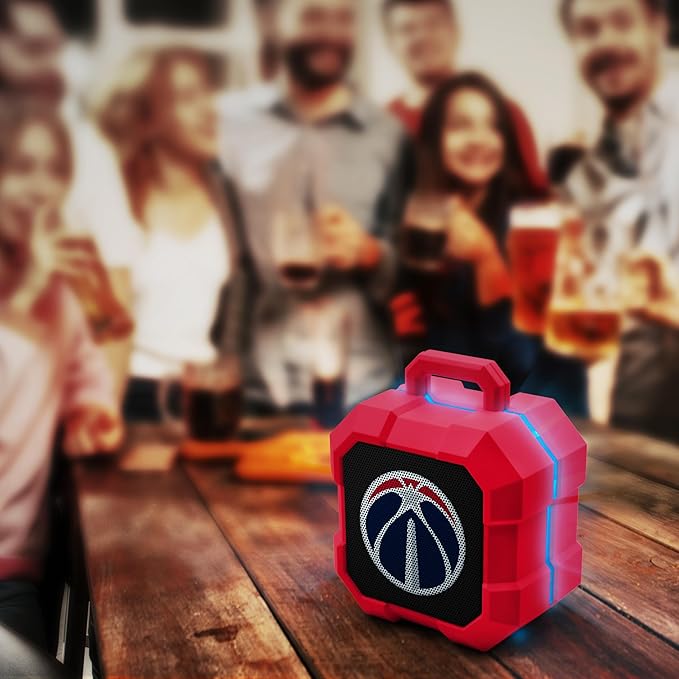 SOAR NBA Shockbox LED Wireless Bluetooth Speaker - Water Resistant IPX4, 5.0 Bluetooth with Over 5 Hours of Play Time - Small Portable Speaker - Officially Licensed NBA, Perfect Home & Outdoor Speaker