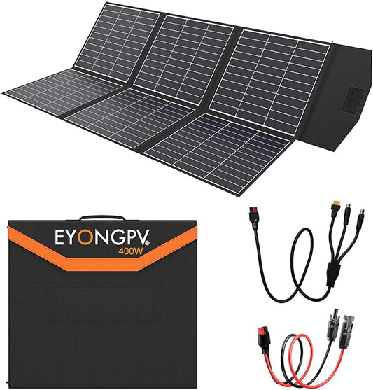 EYONGPV 400W Foldable Solar Panel, 26% HPBC Cells, IP65 Waterproof Portable Solar Charger with 30A Anderson Output & 4.5m Cable, for RV, Camping, Outdoor Power Stations