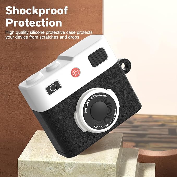 Valkit Compatible Airpods Pro 2nd/1st Generation Case with Cleaner Kit, Cute 3D Camera Design Airpods Pro 2 Case Cover 2022/2023 Shockproof Soft Silicone Protective Case for Airpods Pro 2nd/1st Gen