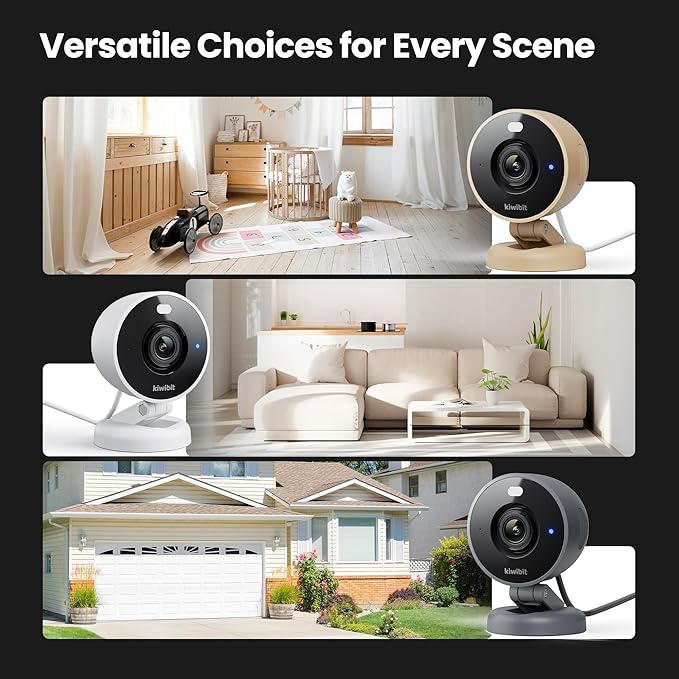 2K Security Camera Indoor/Outdoor, Pet Camera, Baby Monitor, Magnetic Mount, AI Detection, Color Night Vision, SD & Cloud Storage, Compatible with Alexa, 10FT Extra-Long Cable