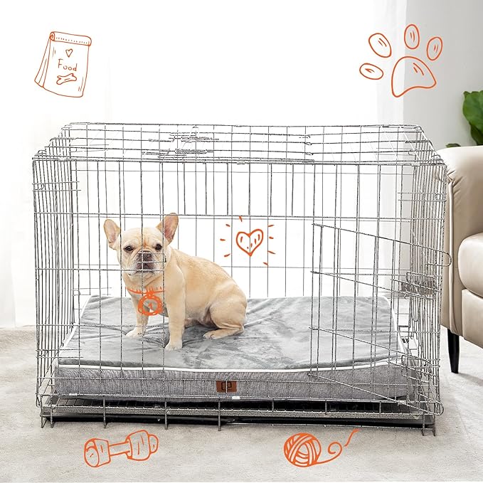 EHEYCIGA Memory Foam Dog Bed Orthopedic 35"x23"，Waterproof Pet Bed for Larged Size Dogs ，Washable Pet Mat with Removable Cover, Grey
