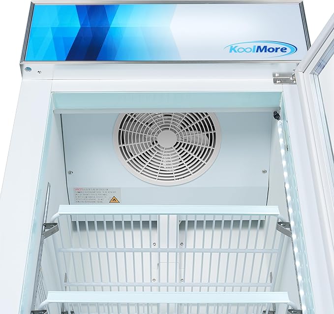 KoolMore MDF-1GD-13C-WH 27 in. Commercial One Glass Door Display Upright Freezer Merchandiser in White 13 Cu. Ft