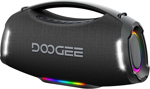 Portable Wireless Speaker,250W Peak/220W RMS Loud Boombox,Powerful Sound,14H Playtime,IPX5 Water-Resistant,RGB Lights,TWS Pairing,USB/TF/AUX,Shoulder Strap for Party,Camping and Outdoor