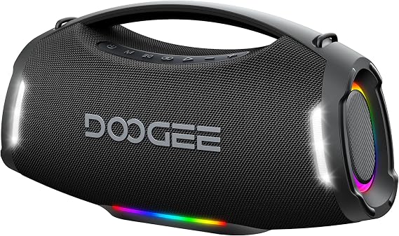 Portable Wireless Speaker,250W Peak/220W RMS Loud Boombox,Powerful Sound,14H Playtime,IPX5 Water-Resistant,RGB Lights,TWS Pairing,USB/TF/AUX,Shoulder Strap for Party,Camping and Outdoor