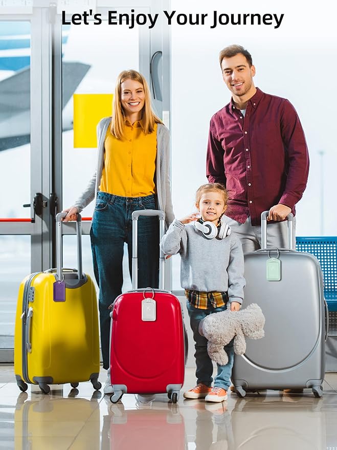 Luggage Tags, Works with Apple Find My, Leather Luggage Tag for Suitcases, Travel Tags, Bag Tag, Suitcase Tag with Privacy Flap, Anti-Lost Smart Luggage Tracker, Travel Essentials, Elegant Purple