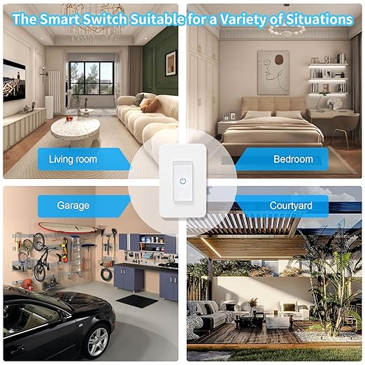 Milfra Touch Smart Switch - Single Pole, WiFi Light Switch, Alexa & Assistant Compatible, Neutral Wire Needed, No Hub Required