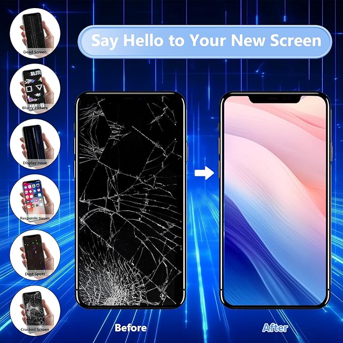 for iPhone 15 Screen Replacement 6.1 inch Full HD, 3D Touch LCD Screen Display Digitizer Assembly with Repair kit, Compatible for Model A2846, A3089, A3092, A3090