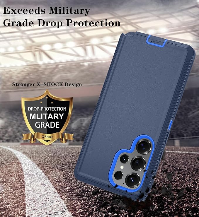 ONOLA Phone Case for Samsung Galaxy S25 Ultra Case with HD Screen Protector, Heavy Duty Shockproof & Dropproof 3-Layer Cover Phone Case for Galaxy S25 Ultra 6.9''，DarkBlue