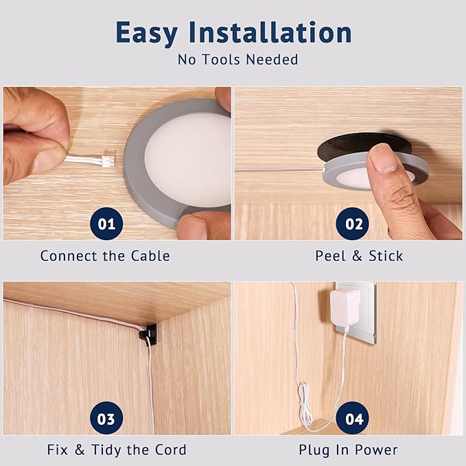 Smart Plug-in Light Pucks, Under Counter Lighting for Kitchen & Display Shelves, Works with Alexa & Google Assistant, App, Voice,Remote & Hand Control, Dimmable & Adjustable Warm to Cool Light