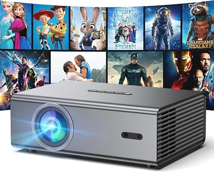 4K 1080P Full HD Portable Mini Projector, Upgraded WiFi 6 & Bluetooth 5.3 Movie Projector, Auto Keystone Correction, Gaming Movie Proyector Indoor/Outdoor Use ,Compatible with TV Stick/Phones/PC-Gray