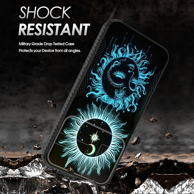 for Galaxy A16 5G Case Built in Slide Camera Lens Cover,Heavy Duty Shockproof Protection Dual Layer Case for Samsung Galaxy A16 5G 6.7" 2024,Sun Moon