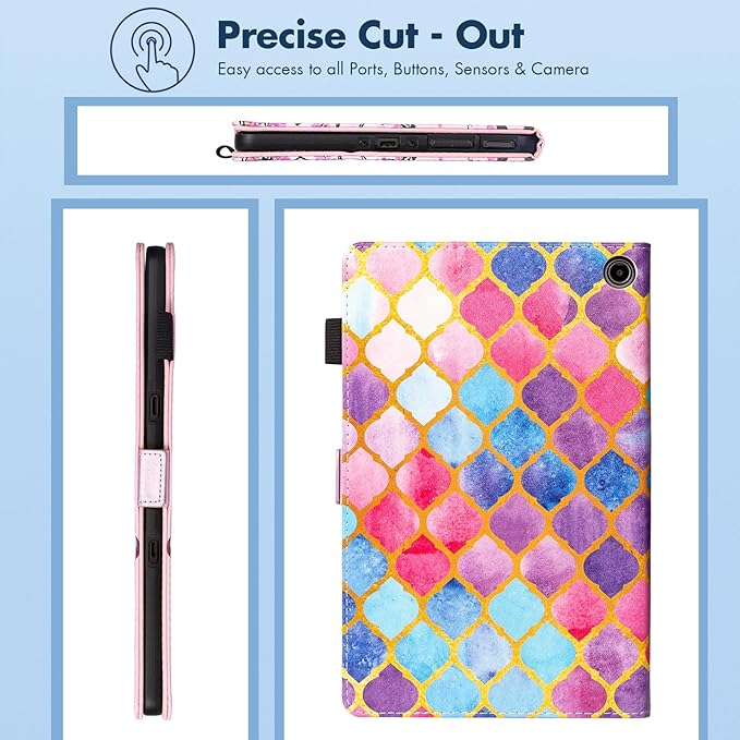 Dteck for Amazon Fire Max 11 Tablet Case 11" (13th Generation) 2023, PU Leather Shell TPU Back Cover Fold Stand Case with Auto Sleep Wake, Adjustable Viewing Angles, Cute Folio Case, Colorful Pink