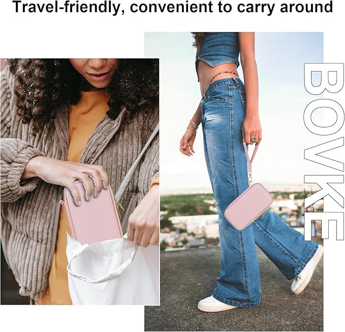 BOVKE Hard Case for Roku Voice Remote Controller, Roku Streaming Stick+ / 4K, Roku Remote Case for Roku TV Steaming Stick 3820R/ 3821R/3941R, Extra Mesh Pocket for Adapters, Cables, Pink Star