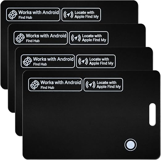 4-Pack Wallet Tracker Card iOS Android [Apple MFi Certified] Item Locator