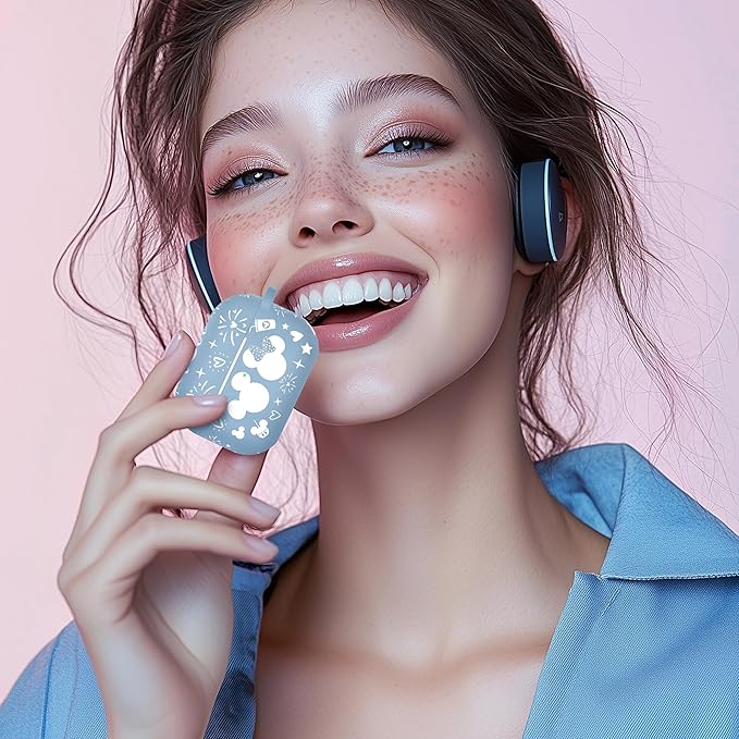 Compatible with Airpods Pro 2nd/1st Generation Case Cover with Keychain, Women Men Soft Silicone Two-Tone Cute Cartoon Engraved Convenience Protective Case, Front LED Visible Blue/White