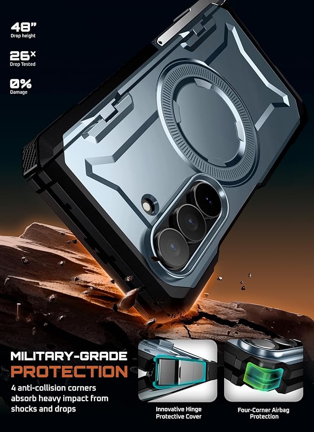 SUPCASE for Samsung Galaxy Z Fold 7 Case with Kickstand (UB Grip), [Built-in Tempered Glass Screen Protector] [Hinge Coverage] Military-Grade Protection Phone Case, Tilt