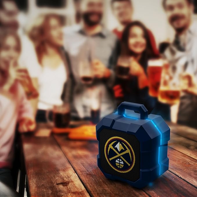 SOAR NBA Shockbox LED Wireless Bluetooth Speaker - Water Resistant IPX4, 5.0 Bluetooth with Over 5 Hours of Play Time - Small Portable Speaker - Officially Licensed NBA, Perfect Home & Outdoor Speaker