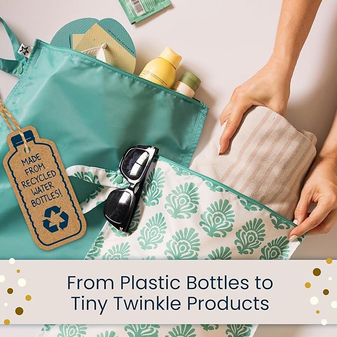 Tiny Twinkle Mess Proof Wet Bags | 2-Pack Reusable Waterproof Wet Bags for Swimsuits | Baby Clothes | Travel & Diaper Bag (Boho Rainbow)