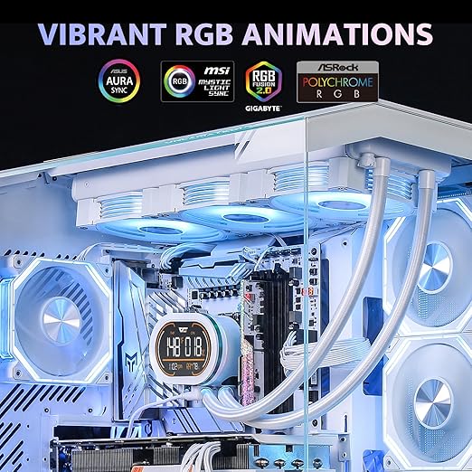 darkFlash DH360D V1.2 All-in-one Liquid CPU Cooler with Display, CPU Monitoring, ARGB Sync, PWM Fans 360mm AIO, High-Efficient CPU PC Cooler Radiator for Intel 1851/1700, AMD AM4/AM5 (Black)