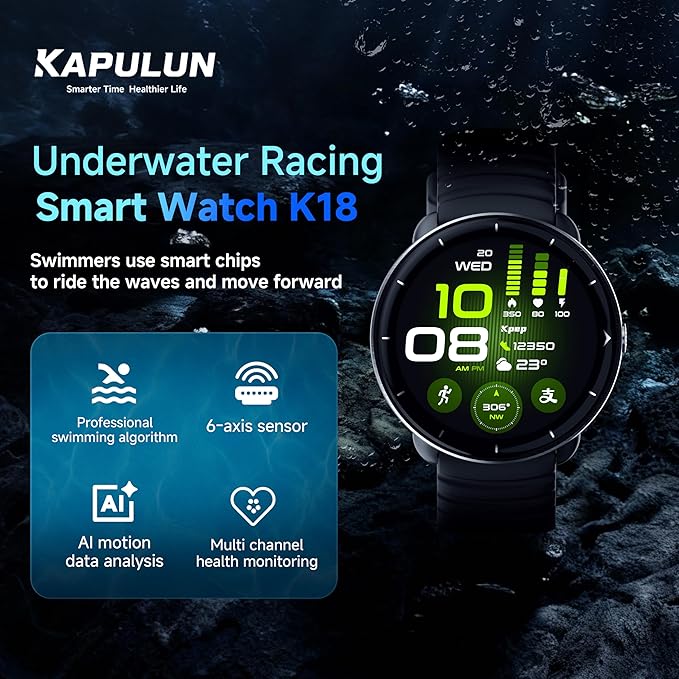 Smartwatch for Swimming 5ATM with GPS, Compass, AI Swim Analysis, Heart & Sleep Tracking, 100+ Sports Modes, HD Display, Long Battery Life, Fitness & Outdoor Training Watch - Men & Women (LIGHT BEIGE)
