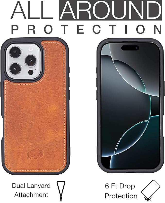 BLACKBROOK Leather Wallet Case for iPhone 16 Pro, Carter Premium Leather Magnetic 2-in-1 Wallet Set, Ready for MagSafe, RFID Protection, 4 Card Slots & ID Pocket, Compatible with iPhone 16 Pro