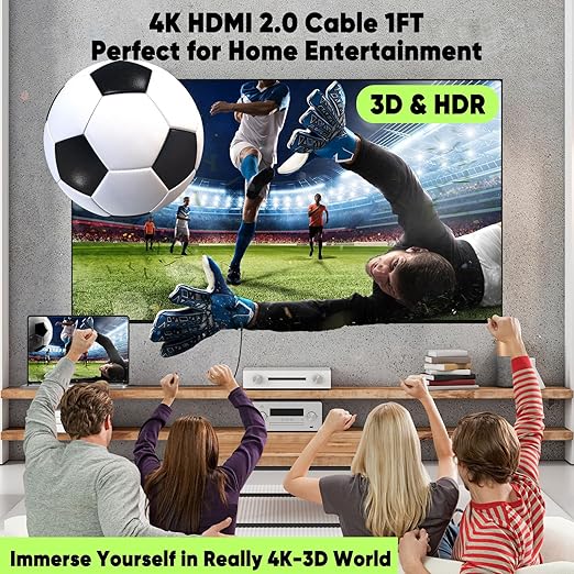 Short HDMI Cable 1FT 10-Pack, 4K HDMI to HDMI Cable 1FT Multi-pack,Slim HDMI 2.0 Cord 1 FT Flexible with 4K@60Hz,2K@165/144Hz,HDCP 2.2, HDR, ARC & CL3 Rated | for Camera, Laptop, Monitor, TV, Soundbar