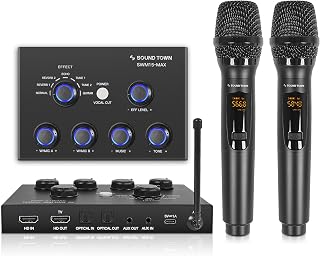 Sound Town 16 Channels Wireless Microphone Karaoke Mixer System w/ 2 Wireless Mics, HD ARC, Optical (Toslink), AUX, Supports Smart TV, Media Box, PC, Bluetooth, Soundbar, Receiver (SWM15-MAX) - Image 1