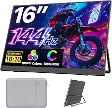 Upperizon Portable Monitor 16 inch 2K QHD 2560X1600 145% sRGB, 144Hz USB-C, 120Hz HDMI, Travel Monitor for Laptop MacBook PC Surface PS5 Xbox, External Display with Kickstand & Speaker VESA Compatible - Image 1