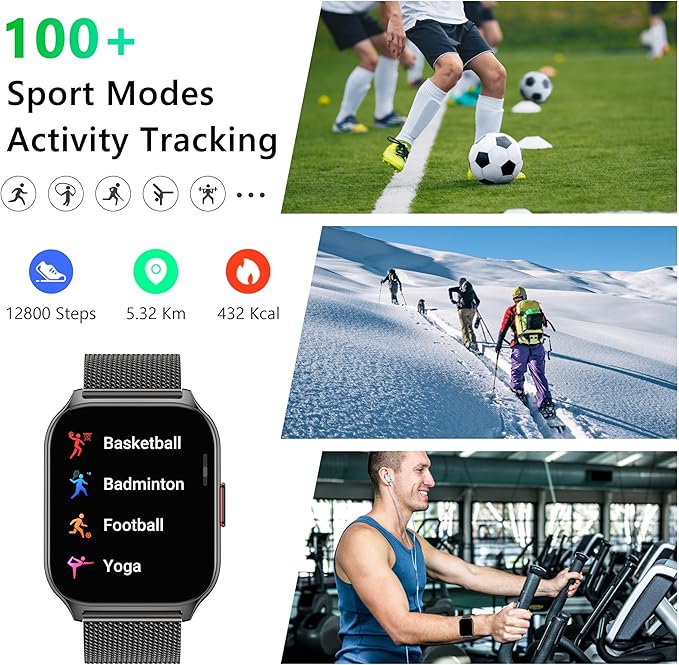 Smart Watch 45mm for Women Men(Dial/Answer Calls), 2.0" Fitness Tracker Watch with Heart Rate/Blood Pressure/Blood Oxygen Monitor for Android iOS