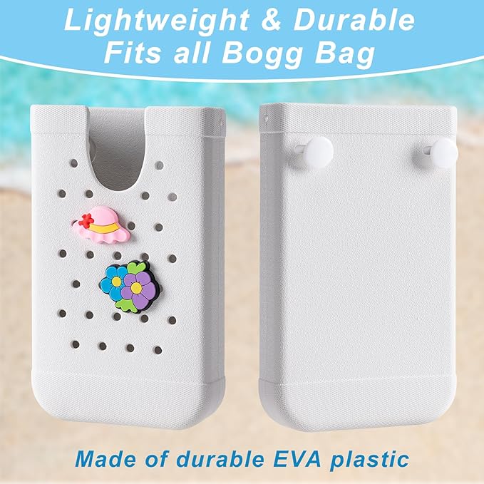 Phone Holder for Bogg Bags, Cell Phone Case Holder Compatible with All Bogg Bags, Phone Holder Accessories for Beach Tote Bags (White)