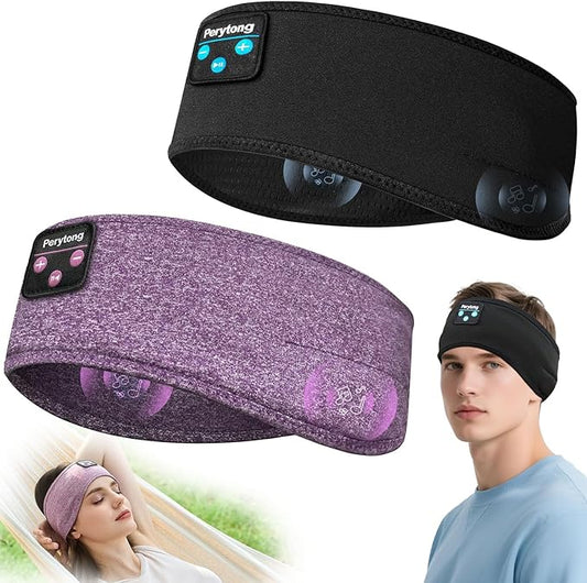 Perytong 2-Pack Sleeping Headphones, Headband Headphones with Ultra-Thin HD Stereo Speaker, Bluetooth Headband for Sports, Workouts, Insomnia, Yoga, Air Travel, Meditation