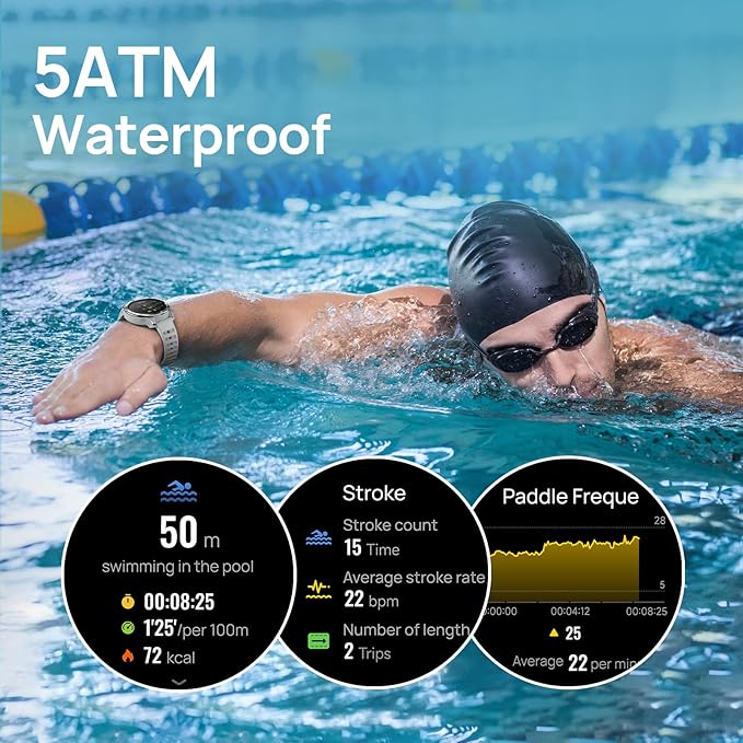 Mibro GS Pro2 Multisport Smart Watch with 1.43" AMOLED, Support 20-Day Battery, Dual Band GPS, 5ATM, 150+ Sport Modes, Running Watch for Cycling, Swimming, Padel (Light Beige)