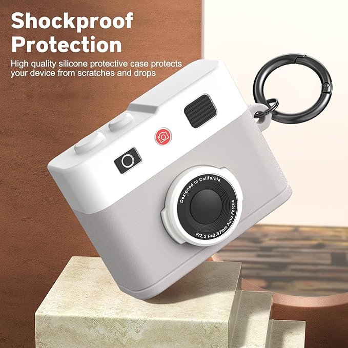 Valkit Compatible with Airpods Pro 3 Case Cute with Cleaner Kit,Camera Design for Air pod Pro 3 Cover with Keychain Shockproof Protective Soft Silicone Case for Airpods Pro 3 Gen for Men Women(Beige)