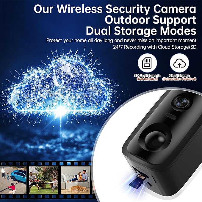 2K Wireless Security Cameras Outdoor, Battery-Powered Cameras with AI Motion Detection, Color Night Vision, Spotlight, 2-Way Talk, Siren Alarm, IP65,Cloud/SD Storage for Home Security 2pack