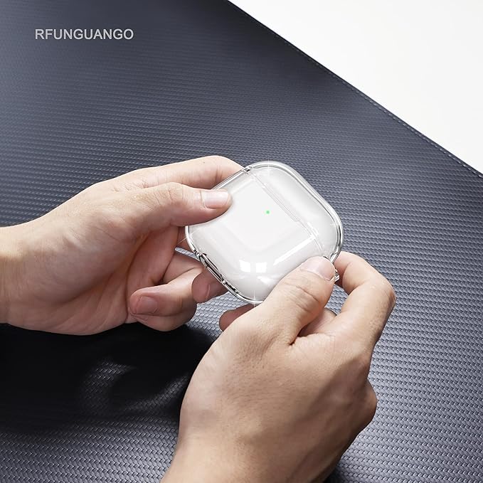 RFUNGUANGO AirPods 4 Case Clear, Soft TPU Transparent with Cleaning Kit & Keychain, Compatible with Magsafe, Compatible Apple AirPods 4 (2025) Generation Protective Case, White