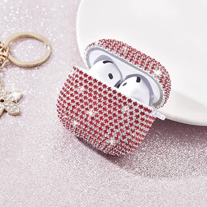 VISOOM Cute Jewelry Case for Airpods 4 Cases 2024 Cover Women, Sparkly Air pods 4 Gen Case Hard TPU Airpod Cases 4th Generation Glitter iPods 4 Cas with Bling Keychain for iPods Earbuds Airpods 4th