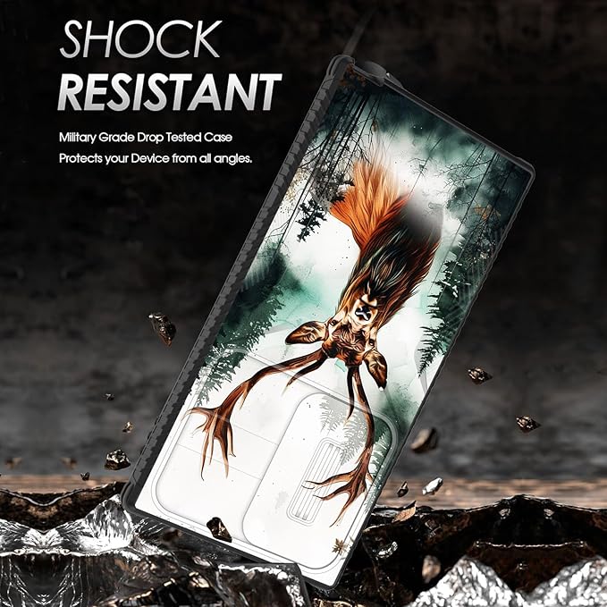 for Galaxy S24 Ultra Case Built in Slide Camera Lens Cover,Heavy Duty Shockproof Protection Dual Layer Case for Samsung Galaxy S24 Ultra 6.8" 2024,Forest Deer
