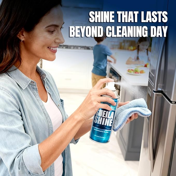 Sheila Shine 10oz Stainless Steel Cleaner and Polish - Cleans, Polishes & Protects Kitchen Appliances, Refrigerators, Sinks, Ovens & Grills - Stainless Steel Sink Cleaner for Kitchen Sink