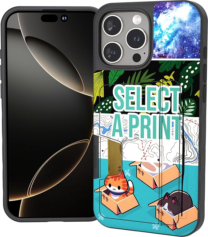 Smartish® iPhone 16 Pro Max Wallet Case - Wallet Slayer Vol 2 [Slim + Protective] Credit Card Holder w/Kickstand - Drop Tested Hidden Card Slot Cover for Apple iPhone 16 Pro Max - Custom Prints