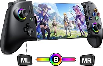 Mocagen MC200 Mobile Gaming Controller for iPhone & Android/iPad Mini, Phone Controller with Hall Effect Joysticks & Analog Trigger, Enhanced Grip, RGB Lighting, Turbo, Macros