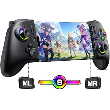 Mocagen MC200 Mobile Gaming Controller for iPhone & Android /iPad Mini, Phone Controller with Hall Effect Joysticks & Analog Trigger, Enhanced Grip, RGB Lighting, Turbo, Macros Mac Game