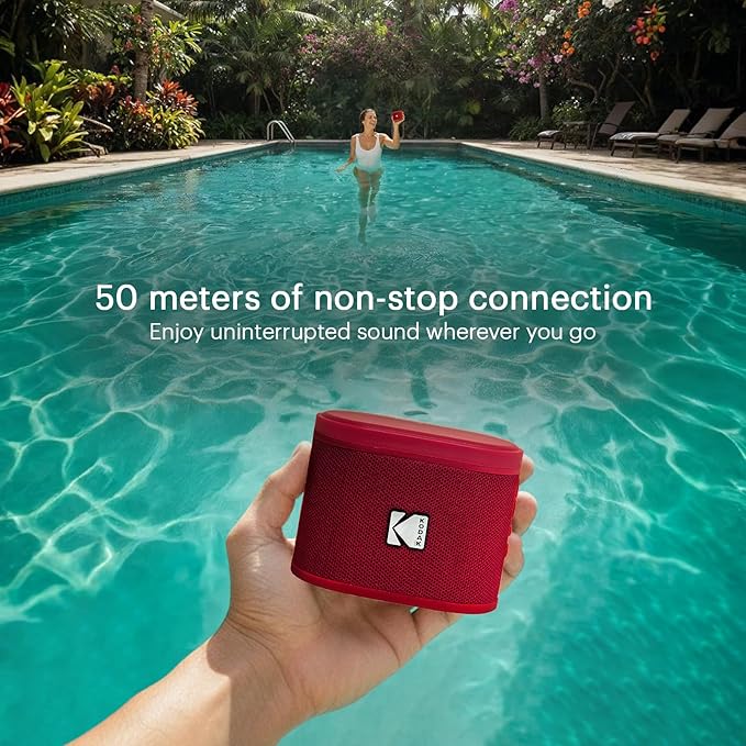 KODAK SOUNDBRIX Magnetic Splittable Bluetooth Speaker Portable Water Resistant Bold Sound 5H of Playtime Built in Battery Wireless Stereo Pairing Speaker Home Travel White Elephant Gifts for Adults