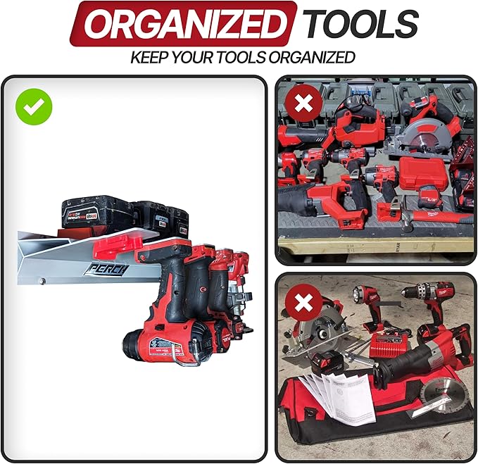6 Pack Tool Holder for Milwaukee M18/18v Cordless Tools - Snap Fit Tool Organizer for Milwaukee Drill Holder & Wall Mount for Milwaukee Tool Holder with 12 Screws - Easy to Install, Screw in & Lock