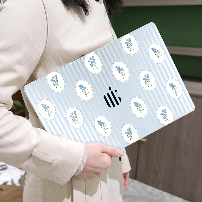 MEEgoodo for MacBook Air 13.3 inch Case 2021 2020 2019 2018 A2337 M1 A2179 A1932, Laptop Shell for MacBook Air M1 with Keyboard Webcam Cover & Trackpad Film & Type C Adapter,Coquette Trellis Floral